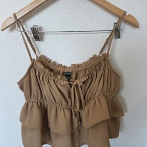 Wild Fable Tan Ruffle Crop Top